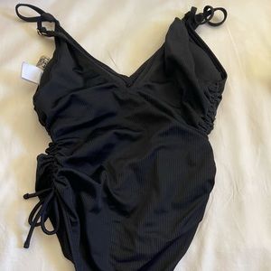 One Piece Swimsuits Ruched Drawstring Side Tie